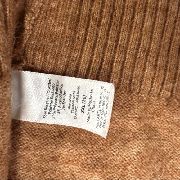 0130 Time and Tru Cozy Tan Open-Front Sweater XXL (20) New With Tags - Picture 3 of 5